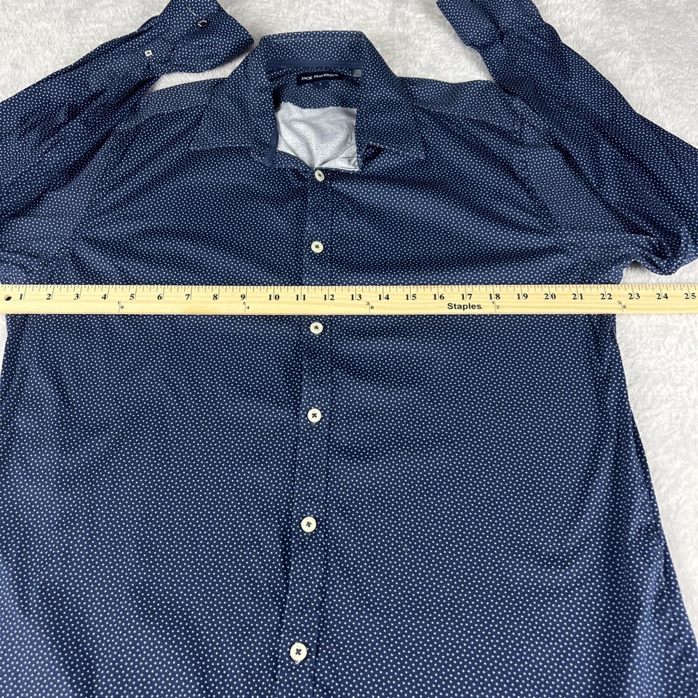 JACK MAVERICK Men's L Blue with White/Blue Patten Button Down Long Sleeve Casual - Picture 4 of 8